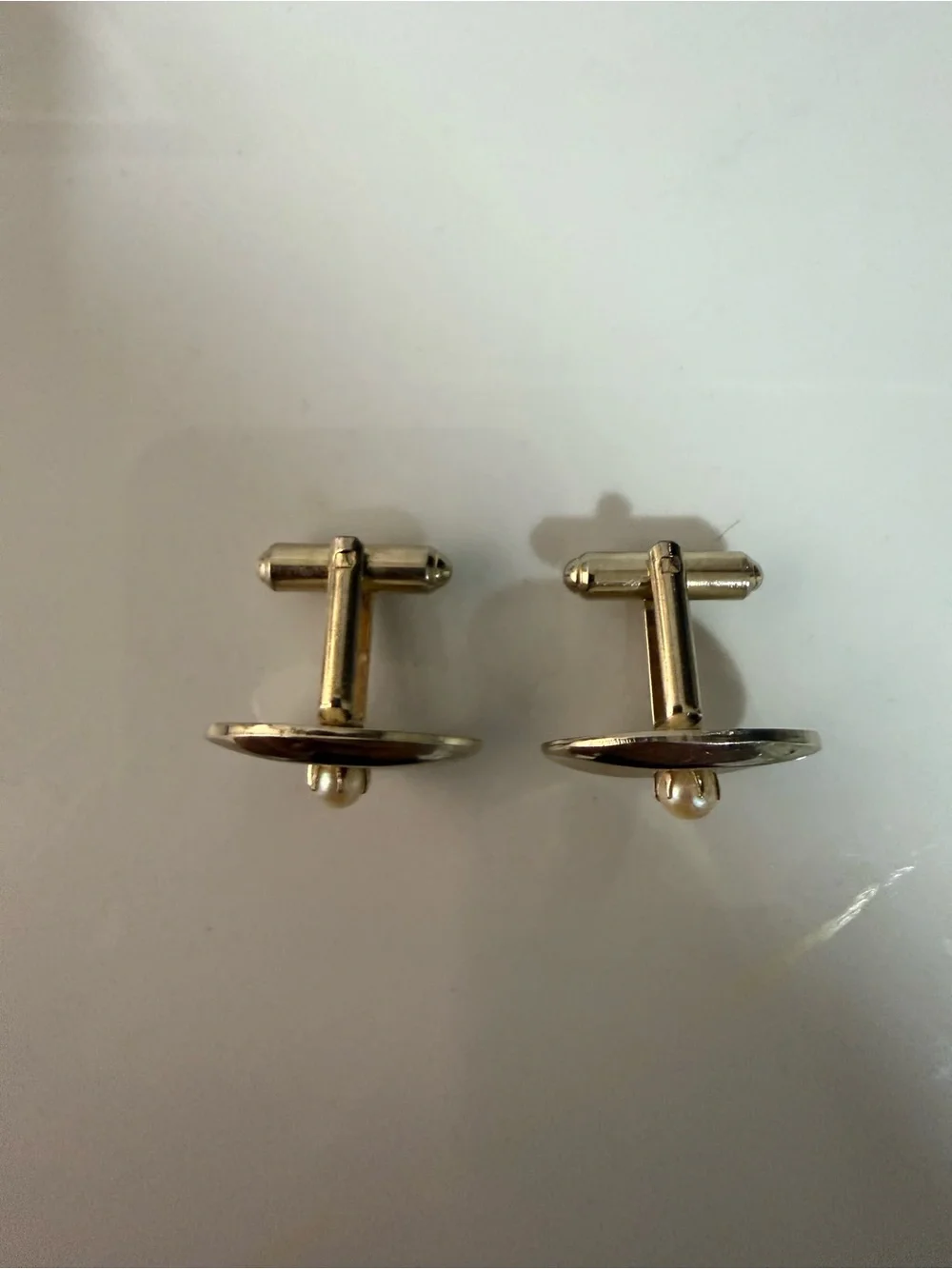 Oval Cufflinks with Pearl Accent